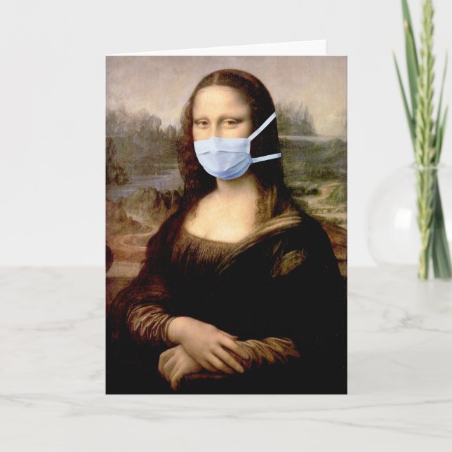 Carte Mona Lisa avec Masque Da Vinci Sillonnant Les Arts (Devant)