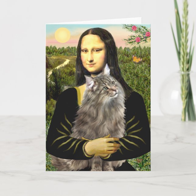 Carte Mona Lisa - Chat des Forêts Norvégiennes (Devant)