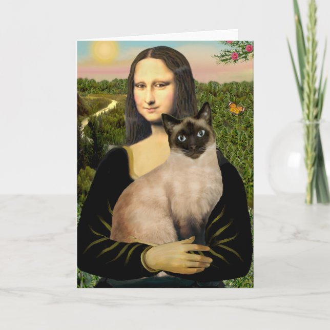 Carte Mona Lisa - Chat siamois Seal Point (Devant)