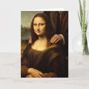 Carte Mona Lisa d'anniversaire avec un compagnon masculi
