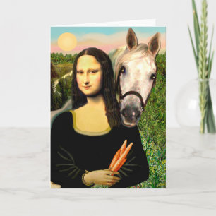 Carte Mona Lisa et son cheval arabe