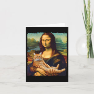 Carte Mona Lisa Holding Chat Portrait Art Peinture Kitty