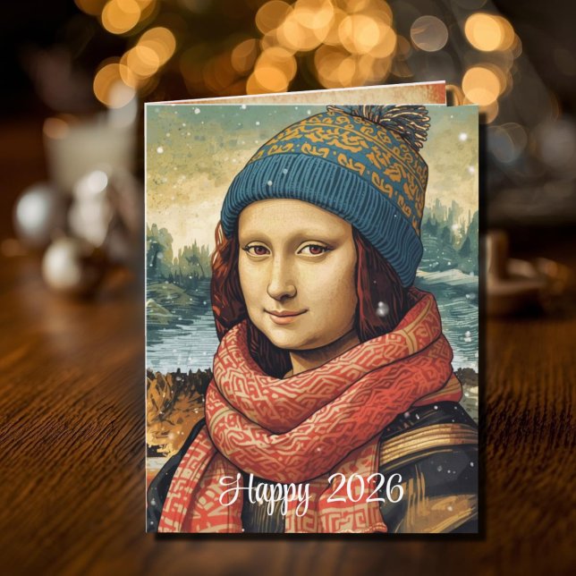 Carte Mona Lisa  in beanie  - Happy 2026 (Créateur téléchargé)