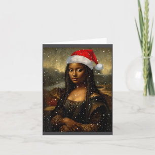 Carte Mona Lisa noire Santa de Noël américain africain H