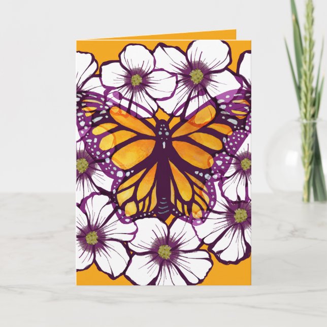 Carte Monarch Butterfly Floral                           (Devant)