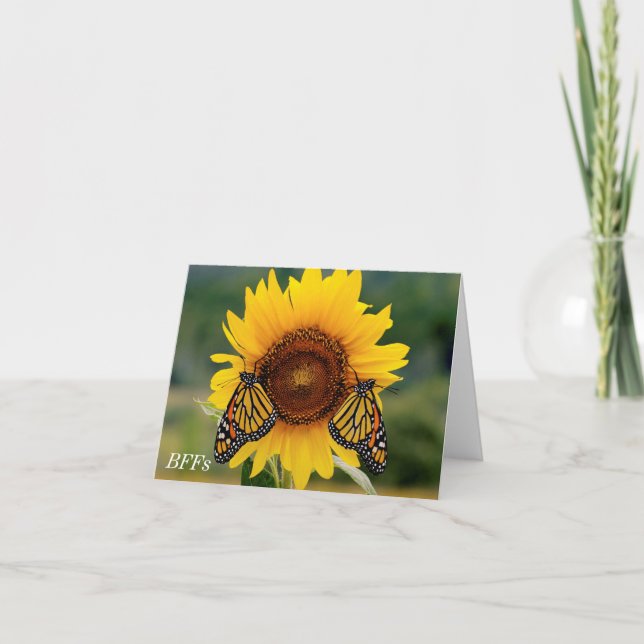 Carte Monarque Butterfies sur le tournesol (Devant)