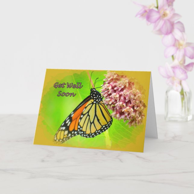 Carte Monarque Butterfly Get Well Card (Orchidée)