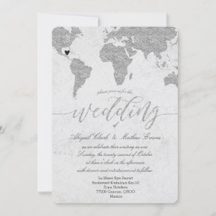 Carte Mondiale Argent Destination Mariage Invitati