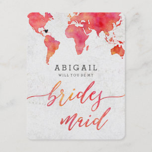 Carte Mondiale D'Aquarelle Vous Serez Bridesmaid