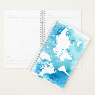 Carte Mondiale En Aquarelle Blues