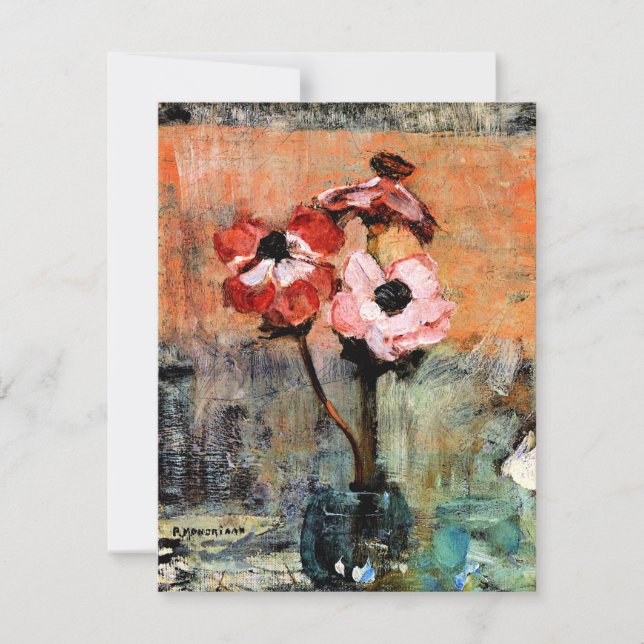 Carte Mondrian - Anémones dans un Vase, (Devant)
