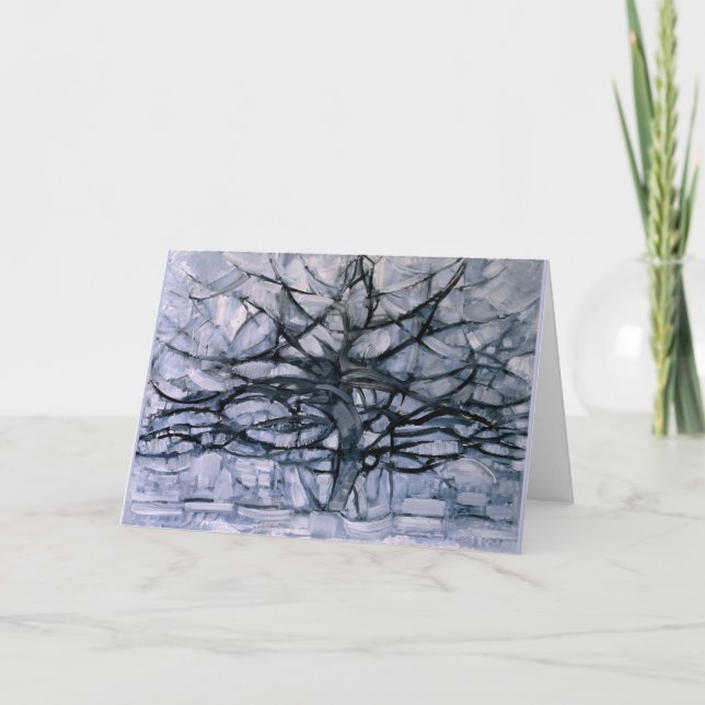 Carte Mondrian - Arbre gris, célèbre peinture, (Devant)