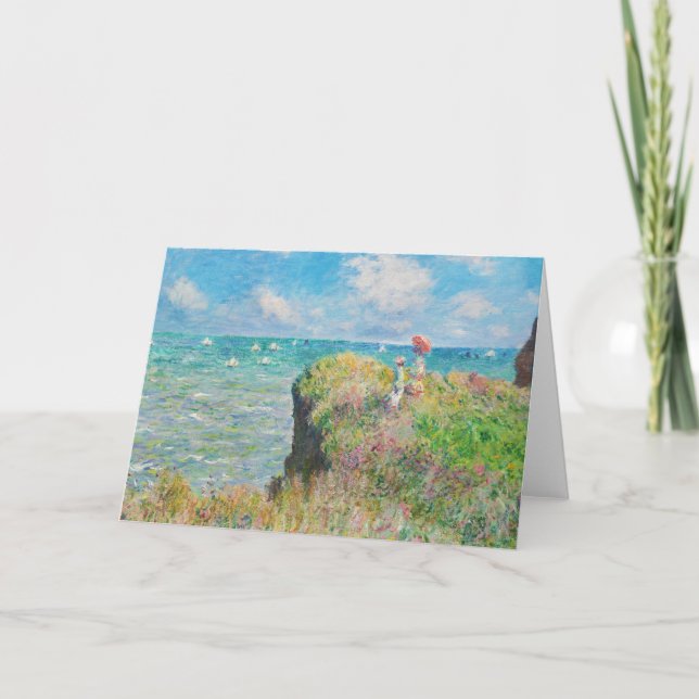 Carte Monet Cliff Walk à Pourville Greeting Card (Devant)