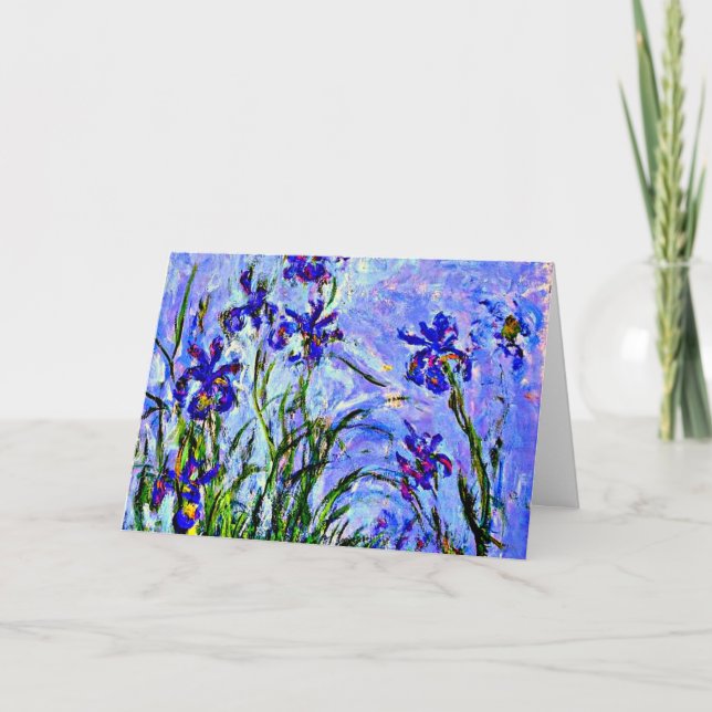 Carte Monet - Lilac Irises, célèbre peinture, (Devant)