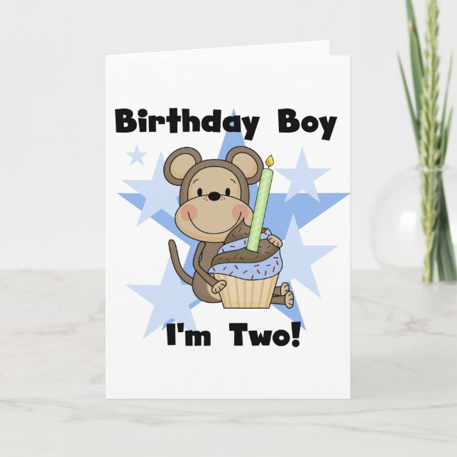 Carte Monkey Boy 2nd Birthday Tshirts et cadeaux (Devant)