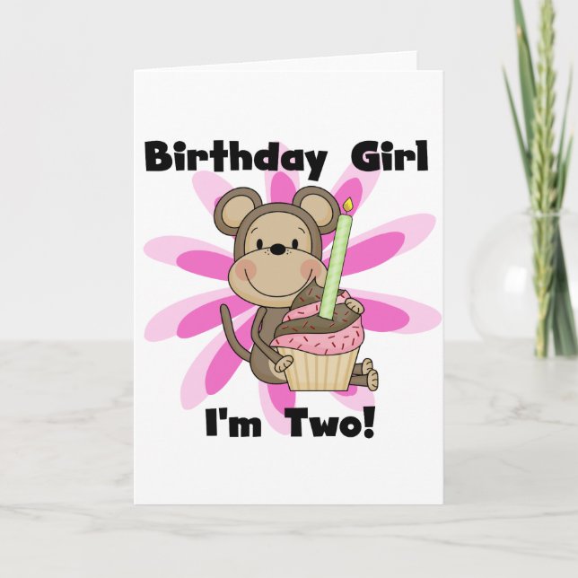 Carte Monkey Girl 2e Anniversaire Tshirts et cadeaux (Devant)