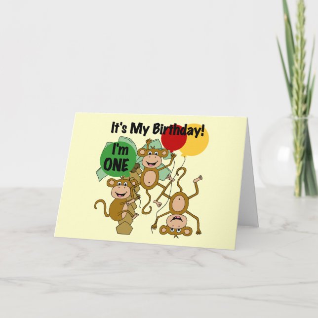 Carte Monkey Shine 1er Anniversaire Tshirts et cadeaux (Devant)
