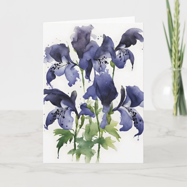 Carte Monkshood - Watercolor flowers (Devant)