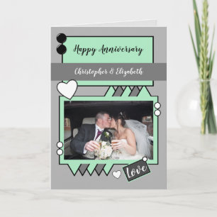 Carte Monnaie verte et grise avec nom photo anniversaire