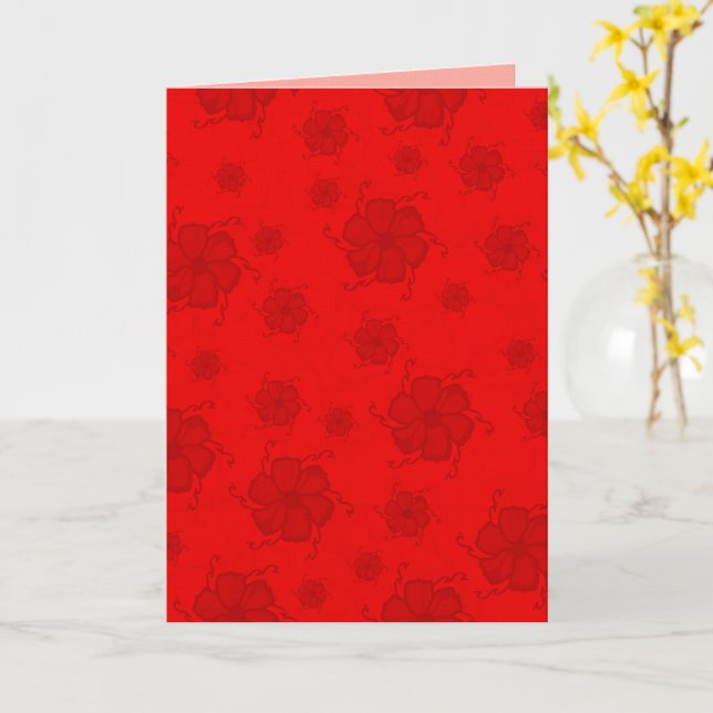 Carte monochrome FTF 5x7 vierge en rouge (Fleur jaune)