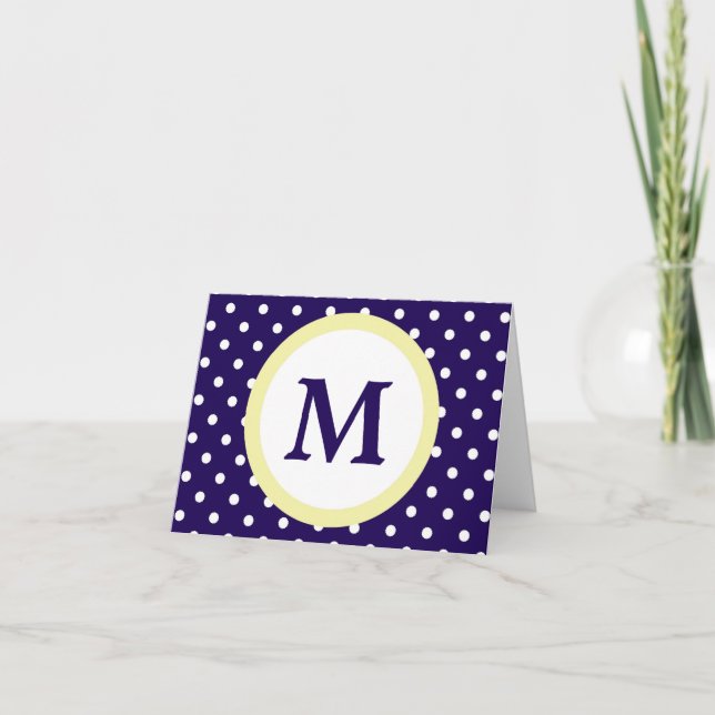 Carte Monogram Blue Yellow Polka Dot (Devant)