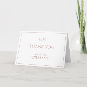 Carte Monogram Dusty Rose Script Mariage photo Merci