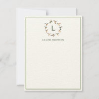 Carte Monogram Humminbird Note