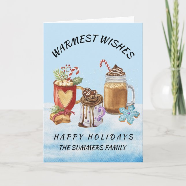 Carte Monogram Noël Meilleurs Vœux Chocolat Chaud (Devant)