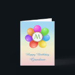 Carte Monogram Rainbow bulles fleurissent Grandson Anniv<br><div class="desc">Carte d'anniversaire monogramme pour votre petit-fils - Ballons arc-en-ciel colorés fleurissent et confettis.  Vous pouvez ajuster le texte selon vos besoins,  modifier la police,  la couleur et la taille devant la carte et à l'intérieur.</div>