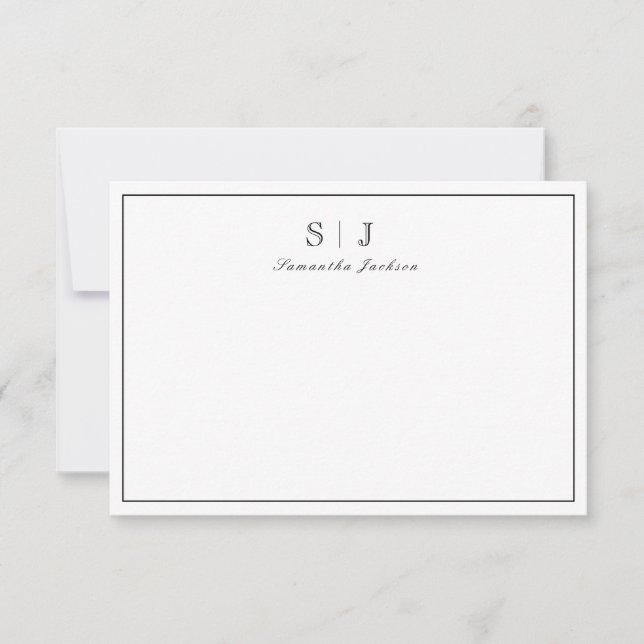 Carte Monogramme classique minimaliste (Devant)