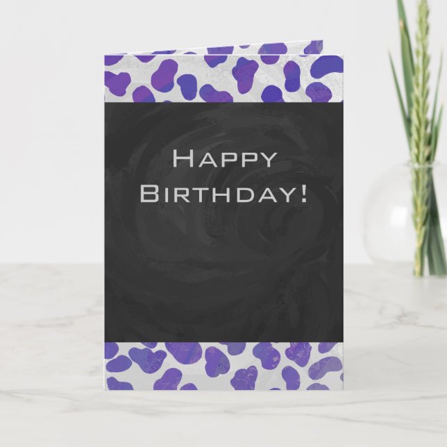 Carte Monogramme Dalmatien violet et blanc (Devant)