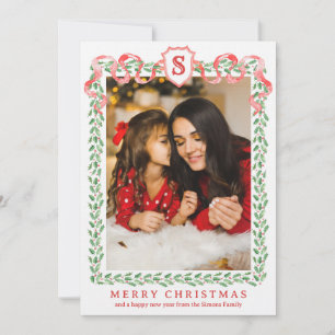 Carte Monogramme de Noël Holly