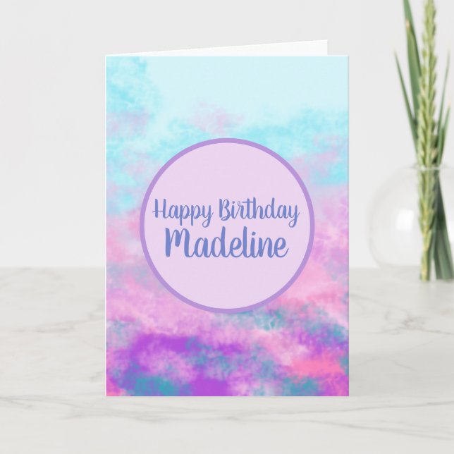 Carte Monogramme de nuages roses mignons (Devant)