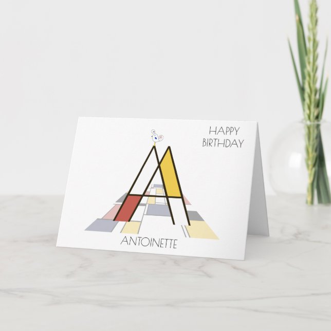 Carte Monogramme de style néoplasticisme. Lettre A (Devant)