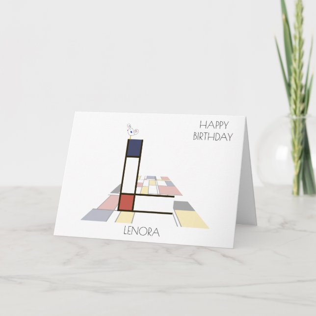 Carte Monogramme de style néoplasticisme. Lettre L (Devant)