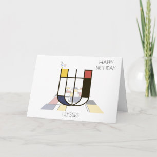 Carte Monogramme de style néoplasticisme. Lettre U