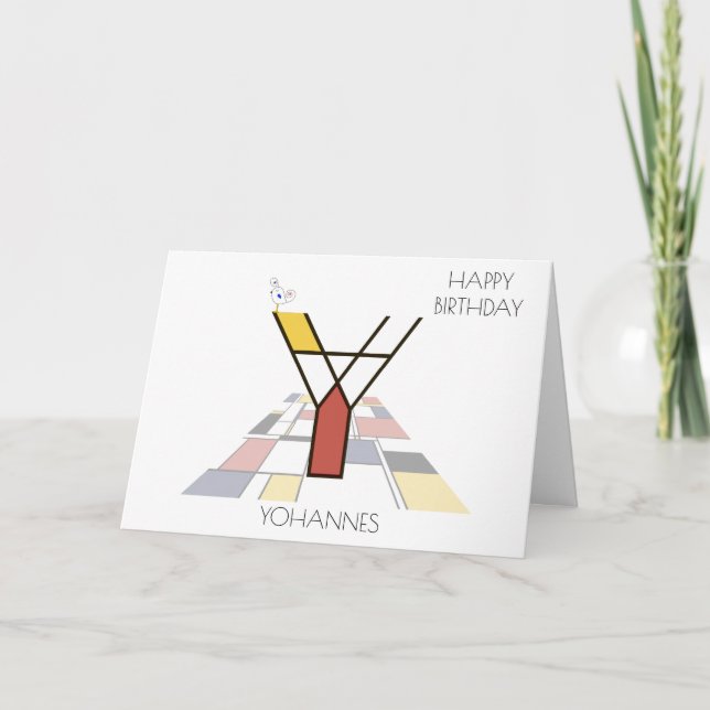 Carte Monogramme de style néoplasticisme. Lettre Y (Devant)