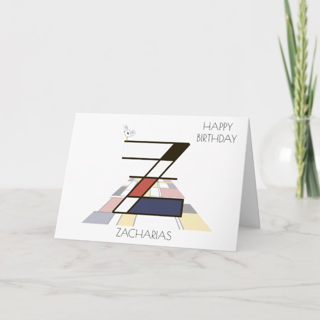 Carte Monogramme de style néoplasticisme. Lettre Z (Devant)