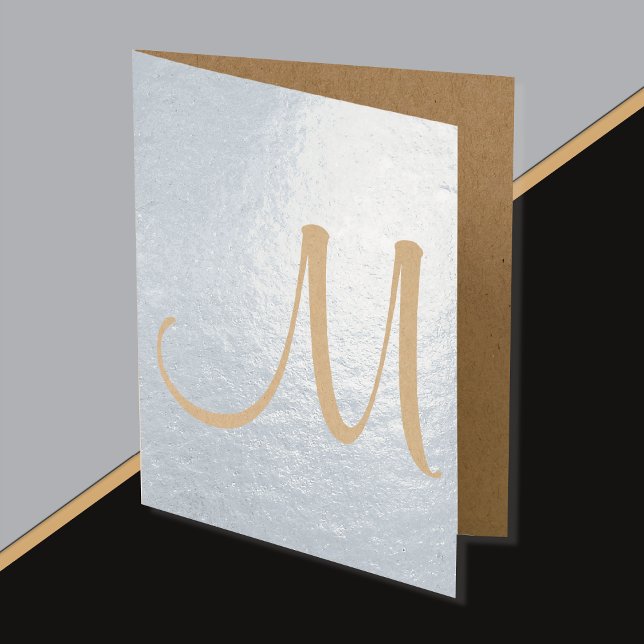 Carte Monogramme initiale vierge à l'intérieur de  (Depiction of Foil Note Card, closer view)