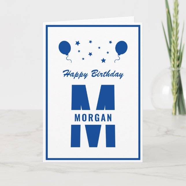 Carte Monogramme Joyeux Anniversaire N'Importe Quel Âge  (Devant)