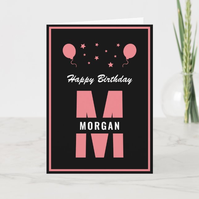 Carte Monogramme Joyeux Anniversaire N'Importe Quel Âge  (Devant)