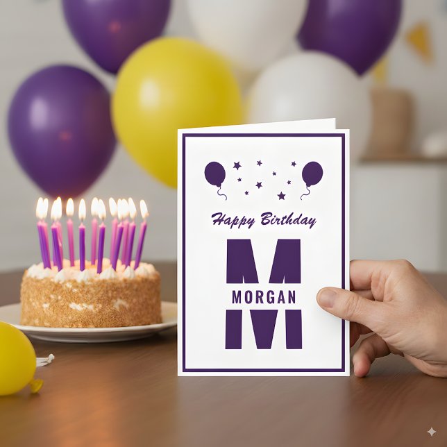 Carte Monogramme Joyeux Anniversaire N'Importe Quel Âge  (Créateur téléchargé)