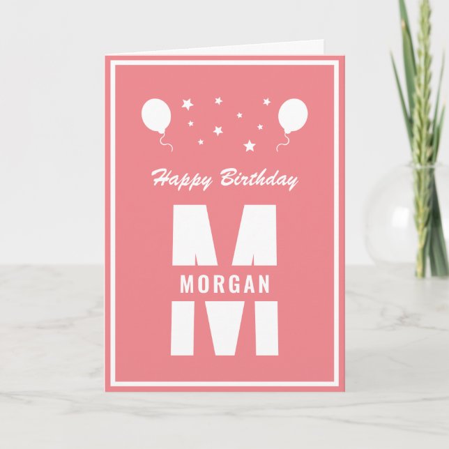 Carte Monogramme Joyeux Anniversaire N'Importe Quel Âge  (Devant)