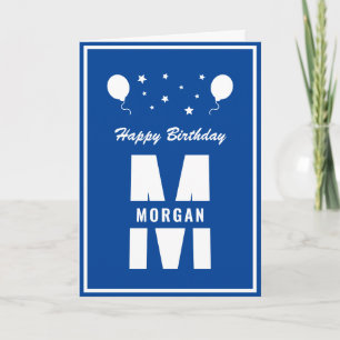 Carte Monogramme Joyeux Anniversaire Tout Âge Blanc Et B