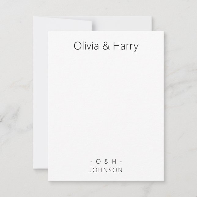 Carte Monogramme minimaliste Mariage noir blanc (Devant)