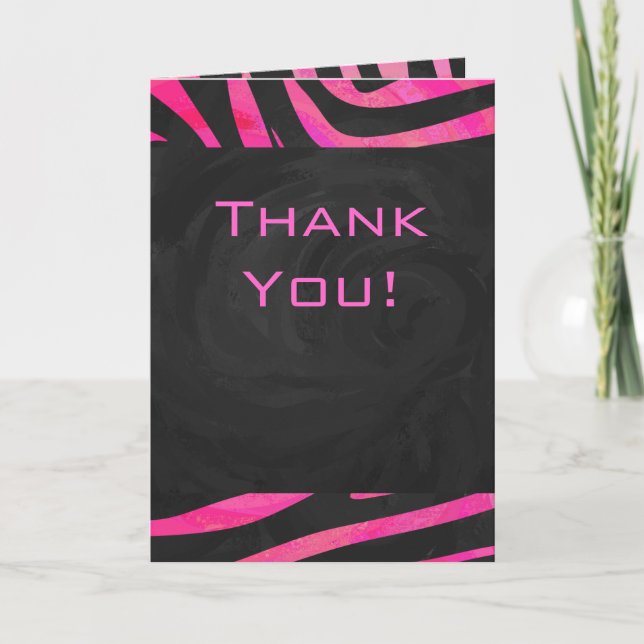 Carte Monogramme noir et rose chaud Zebra Design (Devant)