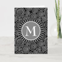 Monogramme Noir Spirales Grises - Personnalisé pou
