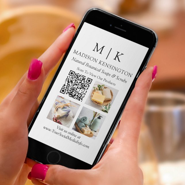 Carte Monogramme ou ajouter un logo Business QR Code 3 P (Edit to Customize text, colors and more)