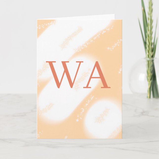 Carte Monogramme rétro gras blanc orange pêche pastel no (Devant)