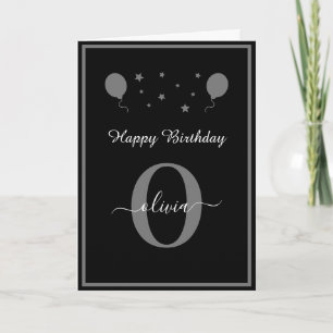 Carte Monogramme Script Joyeux anniversaire noir blanc g